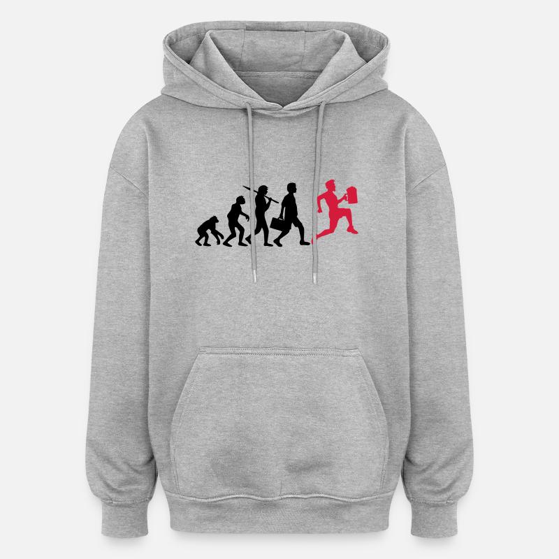 Evolution beer drinking race - Oversized Unisex Hoodie - heather grey