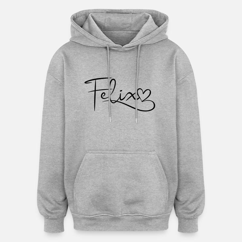 Felix, nom, prénom, déco - Sweat à capuche oversize unisexe - gris chiné