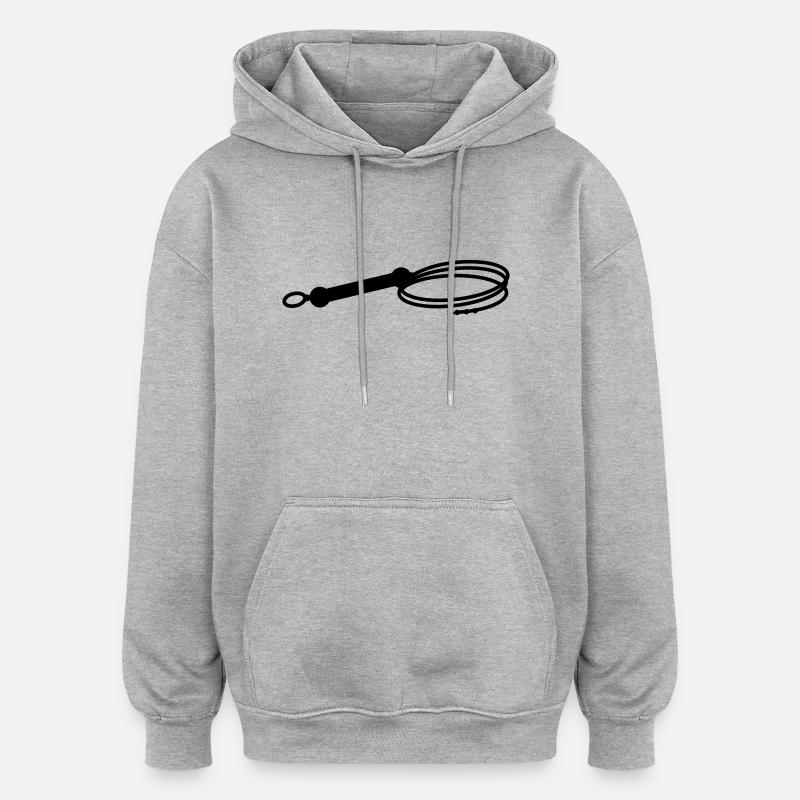 Fouet + votre texte - Sweat à capuche oversize unisexe - gris chiné