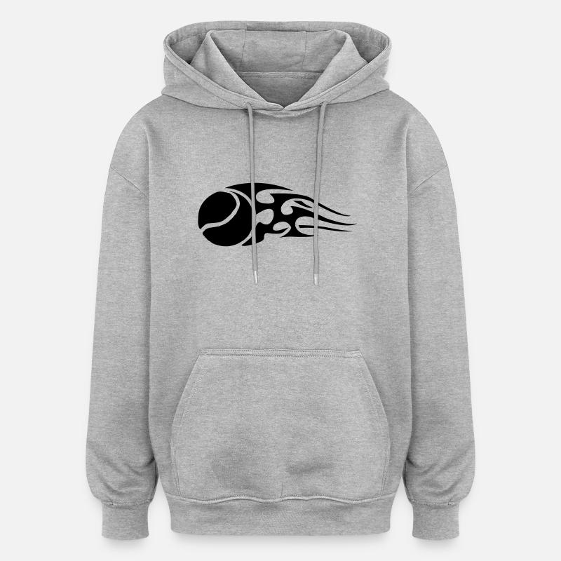 tennisball_flames_black - Sweat à capuche oversize unisexe - gris chiné