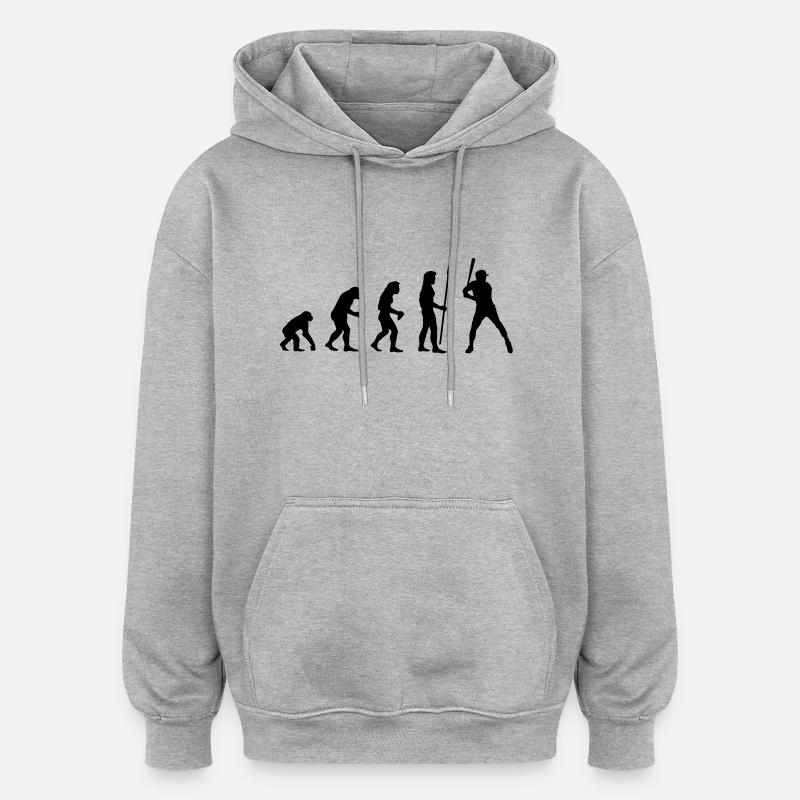evolution_baseball1 - Oversized Unisex Hoodie - Grau meliert