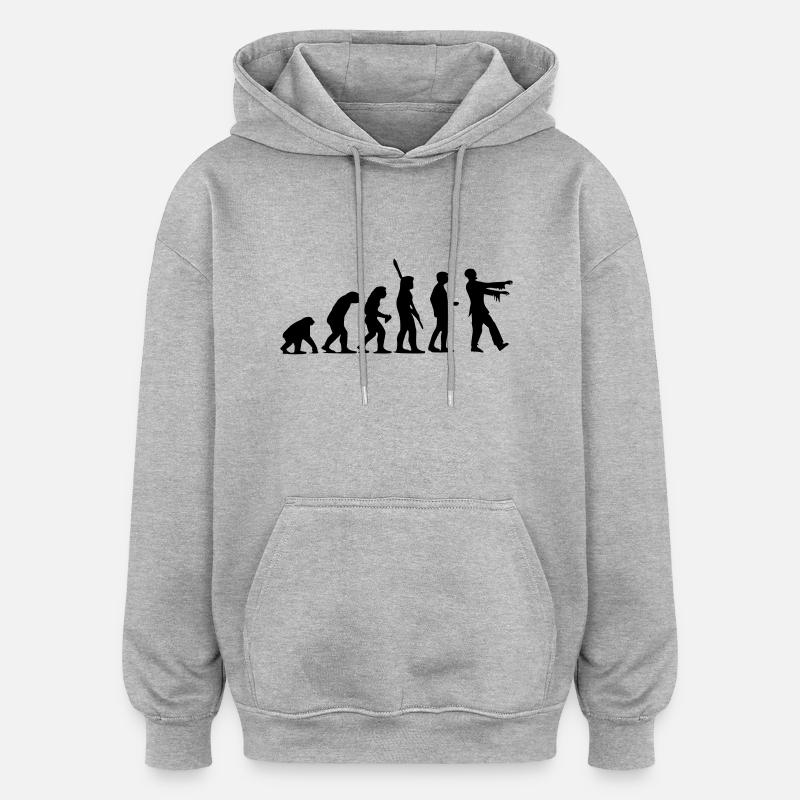Zombie Evolution (monochrome) - Oversized Unisex Hoodie - heather grey