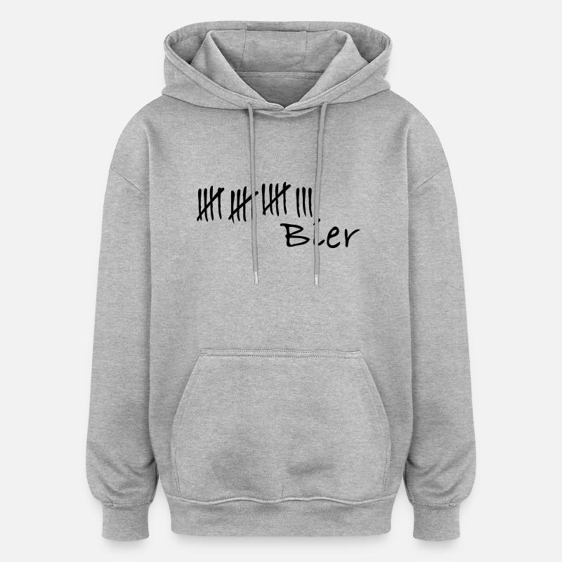 Striche 18 Bier - Oversized Unisex Hoodie - Grau meliert