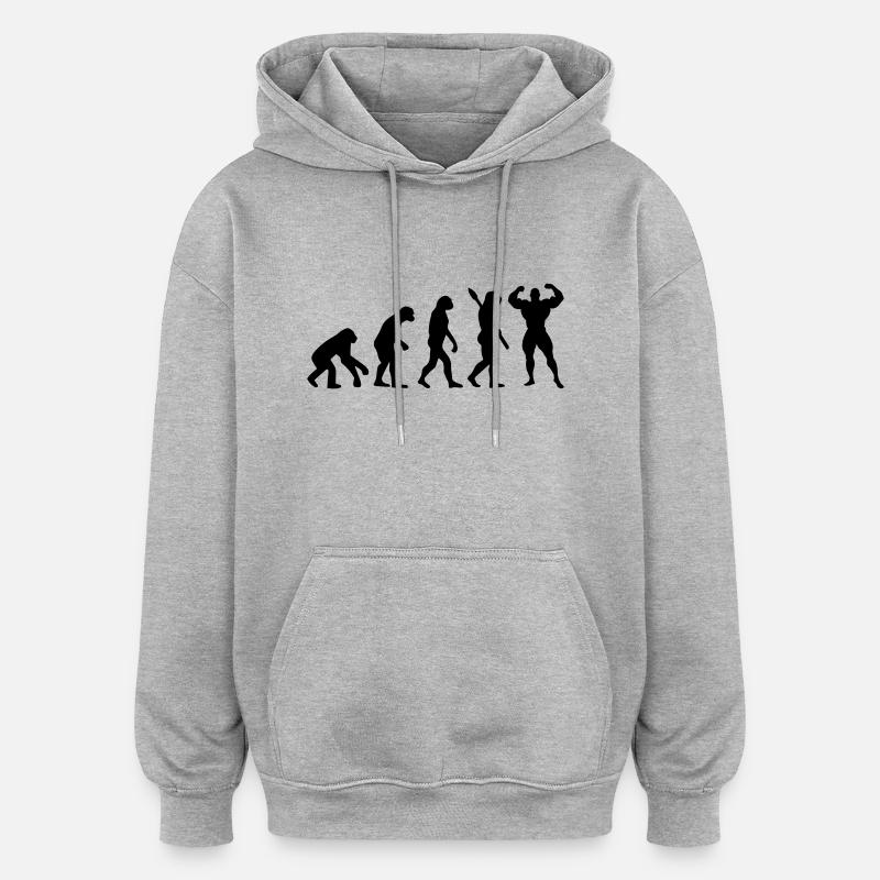 Evolution of Bodybuilder - Oversized Unisex Hoodie - heather grey