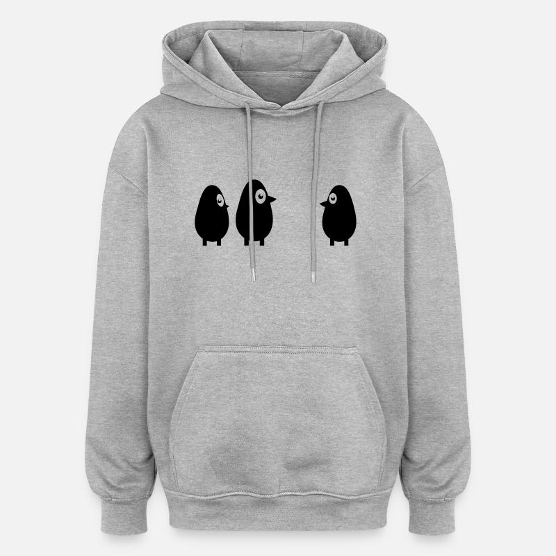 Oiseaux - Sweat à capuche oversize unisexe - gris chiné