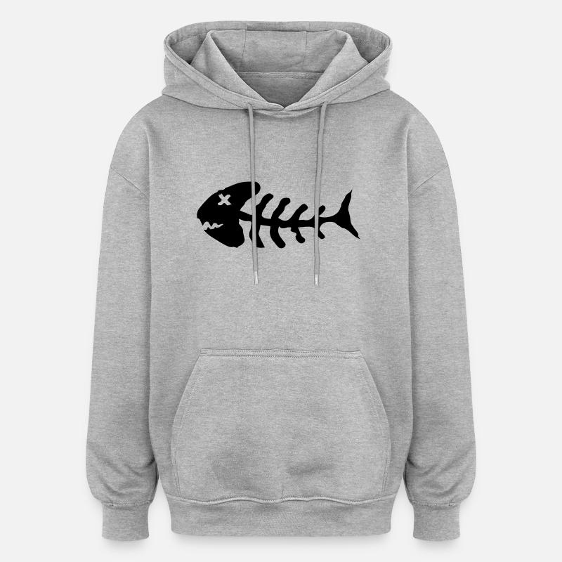 bones_fish_c1 - Sweat à capuche oversize unisexe - gris chiné
