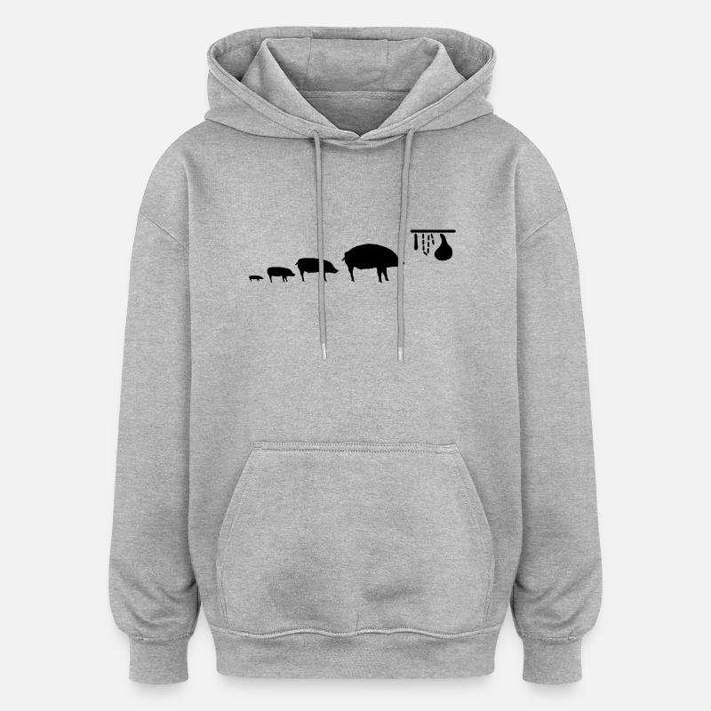 pig_evolution - Sweat à capuche oversize unisexe - gris chiné
