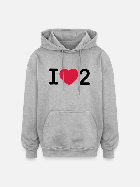 j'aime 2 - Sweat à capuche oversize unisexe - gris chiné