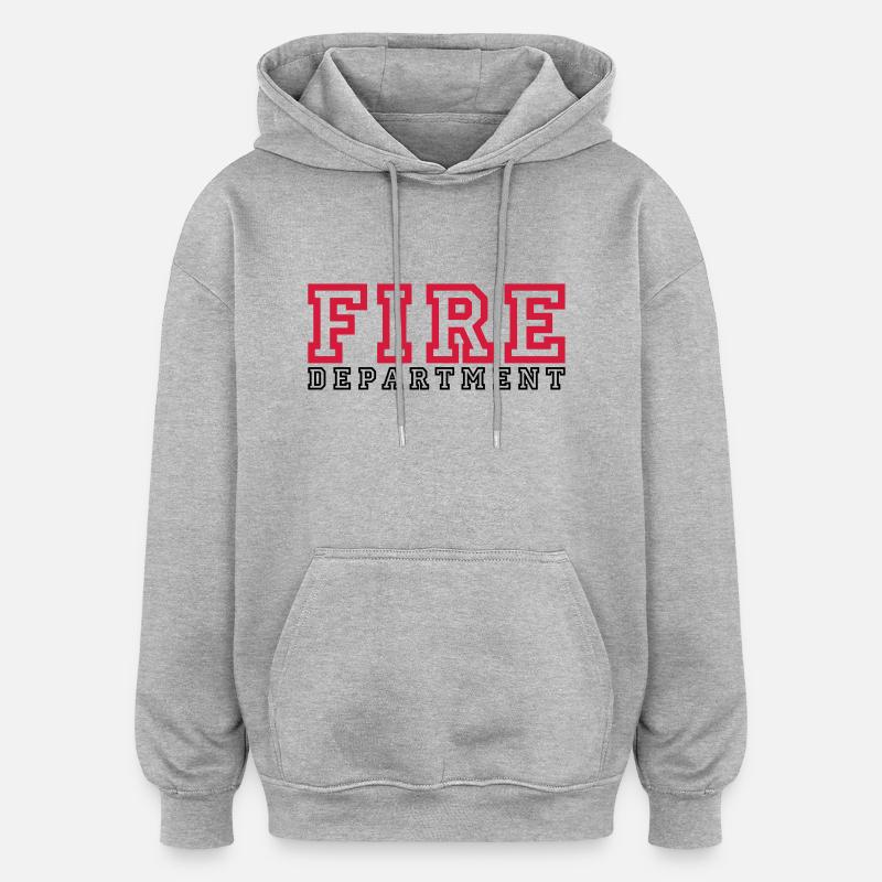 Service des incendies de lettrage - Sweat à capuche oversize unisexe - gris chiné