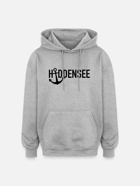 Hiddensee mein Anker - Oversized Unisex Hoodie - Grau meliert