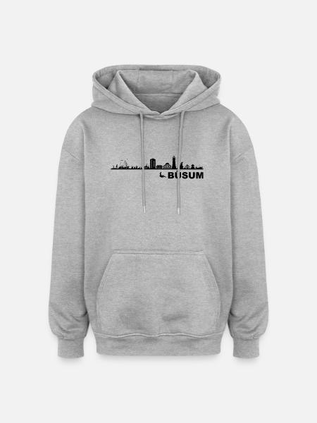 Skyline - Küste Büsum - Oversized Unisex Hoodie - Grau meliert