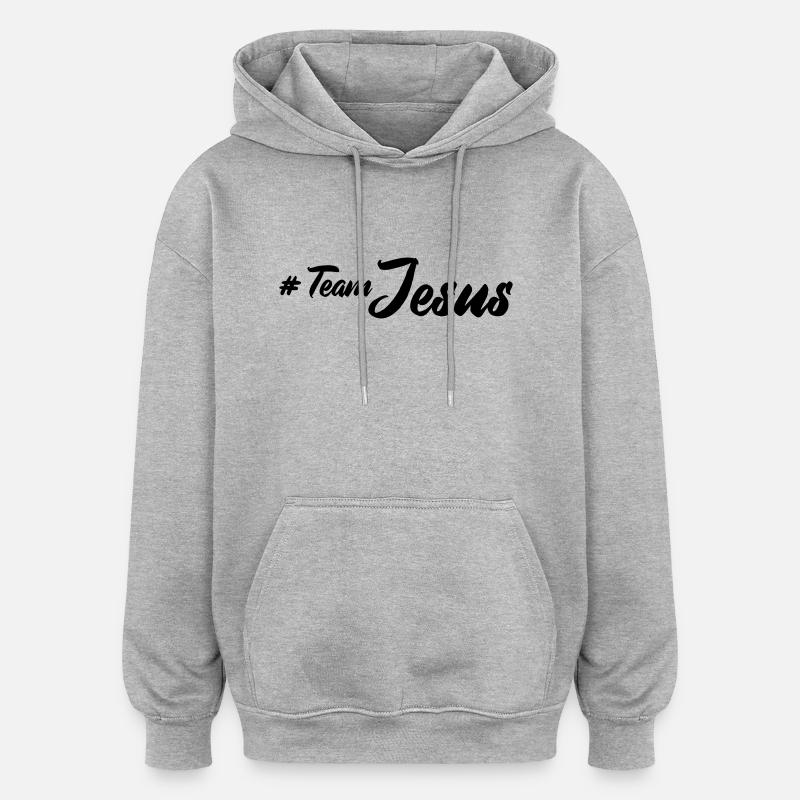 L’équipe Jésus - Sweat à capuche oversize unisexe - gris chiné