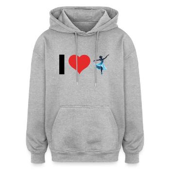 I love Ballett - Sports Sticker - Oversized Unisex Hoodie - Grau meliert - Vorne - Noah (186cm)