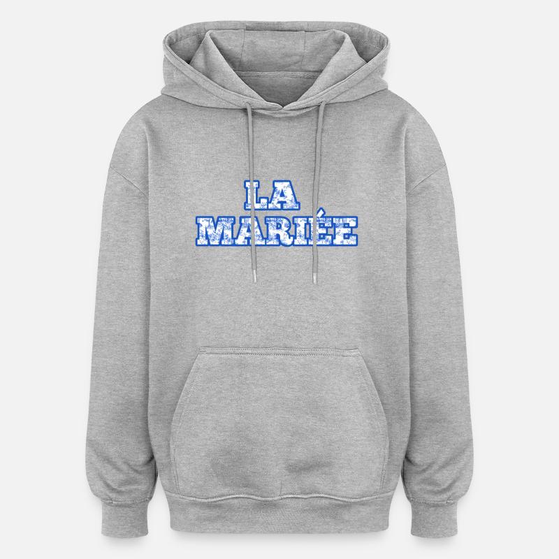 la Mariée chinoiserie bleu - Sweat à capuche oversize unisexe - gris chiné