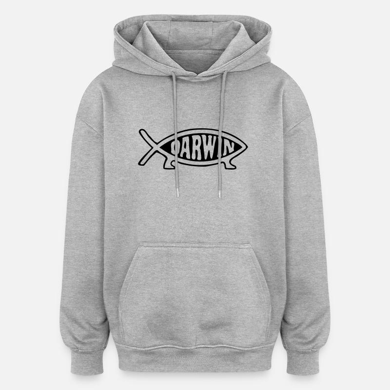 Darwin fish - Oversized Unisex Hoodie - heather grey