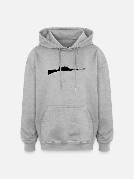 Gewehr - Oversized Unisex Hoodie - Grau meliert