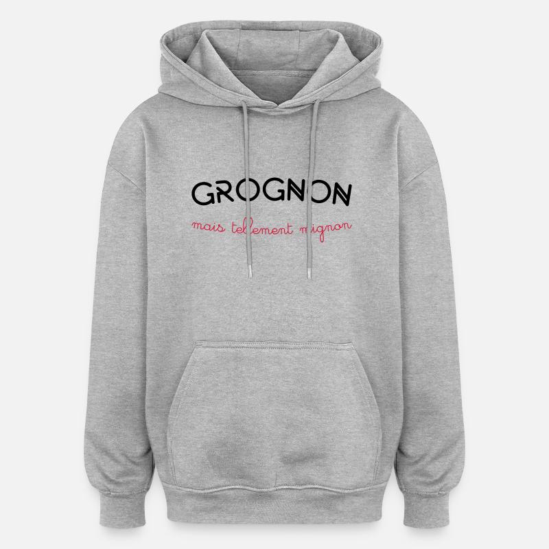 grognon - Sweat à capuche oversize unisexe - gris chiné