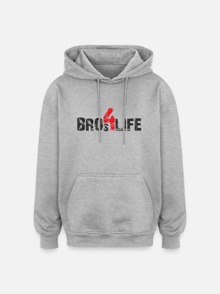 bros 4 life - black-red - Oversized Unisex Hoodie - Grau meliert