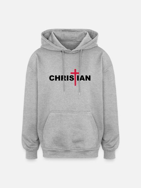 Christian Cross - Oversized Unisex Hoodie - heather grey
