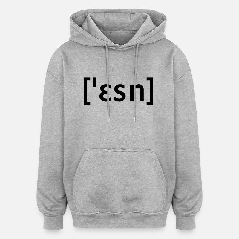 essen lautschrift - Oversized Unisex Hoodie - Grau meliert