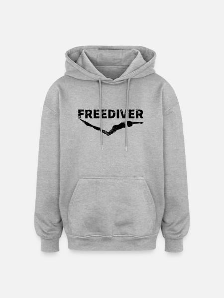 Apnoe-Taucher horizontal - Oversized Unisex Hoodie - Grau meliert