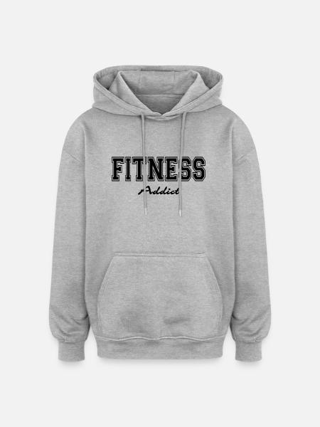 Fitness Addict - Oversized Unisex Hoodie - Grau meliert