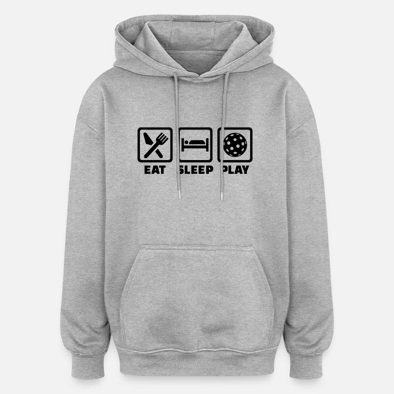 Eat Sleep Floorball - Sweat à capuche oversize unisexe - gris chiné