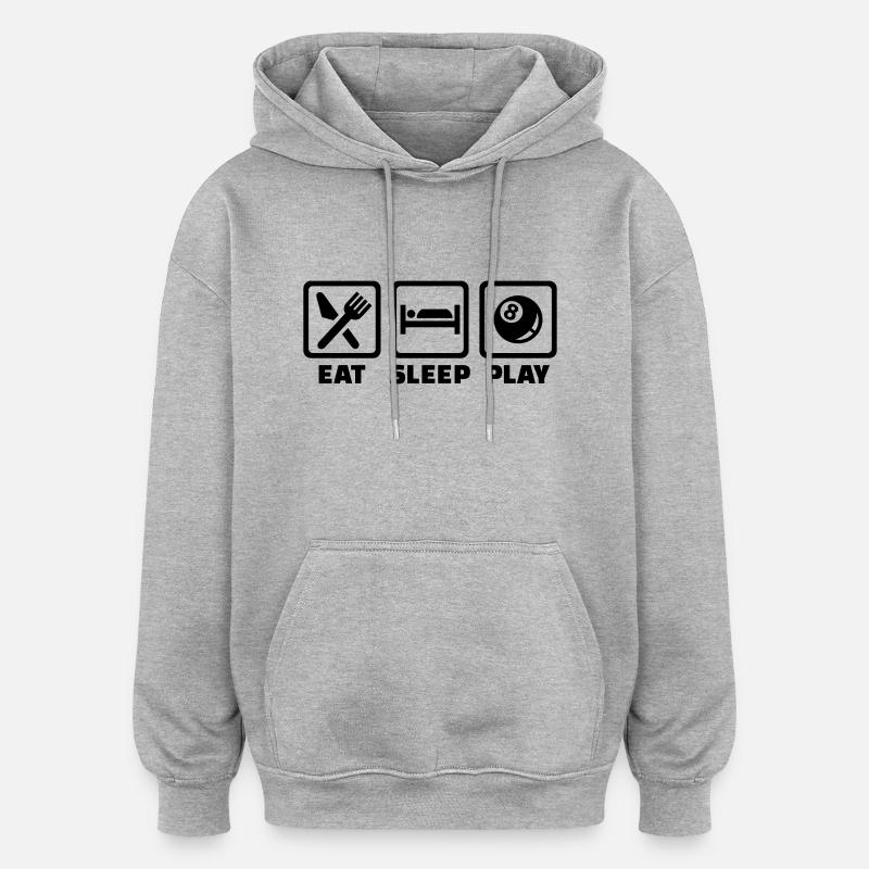 Eat Sleep Billard - Sweat à capuche oversize unisexe - gris chiné