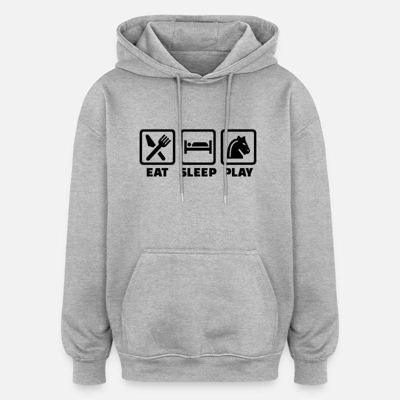 Eat Sleep Chess - Sweat à capuche oversize unisexe - gris chiné
