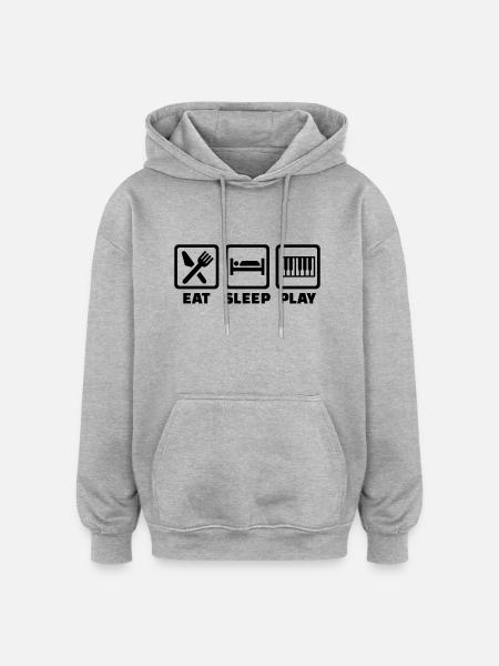 Eat Sleep Piano - Sweat à capuche oversize unisexe - gris chiné