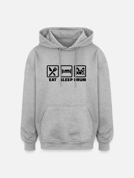 Eat Sleep drum - Sweat à capuche oversize unisexe - gris chiné