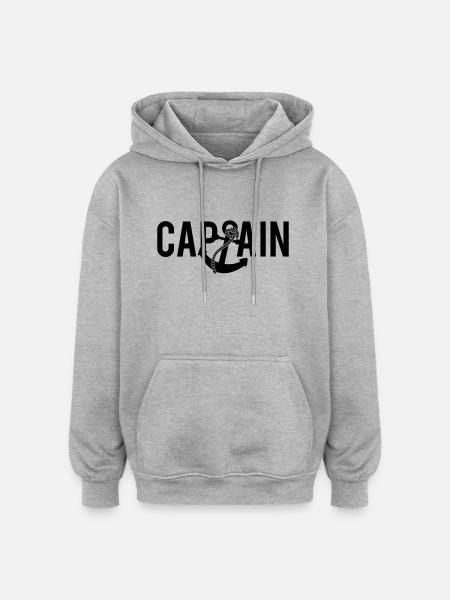 Captain Anchor Logo - Oversized Unisex Hoodie - heather grey