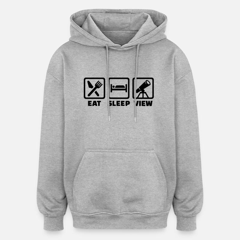 Eat Sleep Telescope - Sweat à capuche oversize unisexe - gris chiné