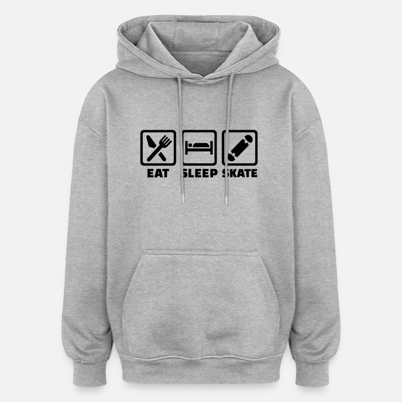 Eat sleep skate - Sweat à capuche oversize unisexe - gris chiné
