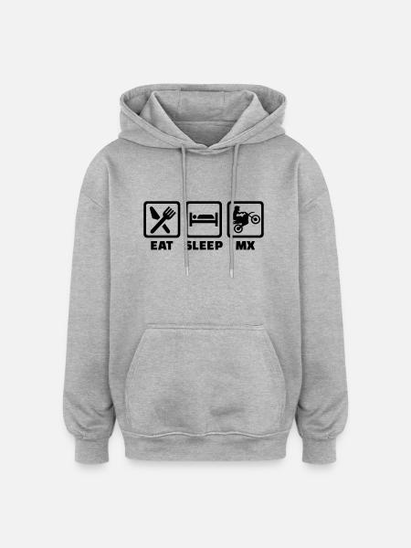 Motocross - Sweat à capuche oversize unisexe - gris chiné