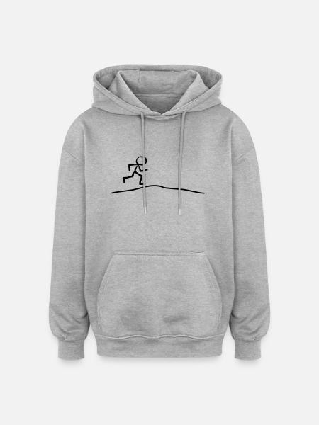 Strichmännchen läuft Steigung - Oversized Unisex Hoodie - Grau meliert