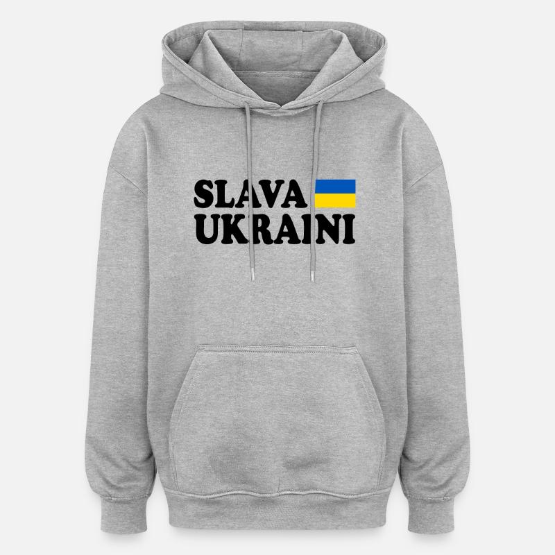 Slava ukraini ukraine - Sweat à capuche oversize unisexe - gris chiné