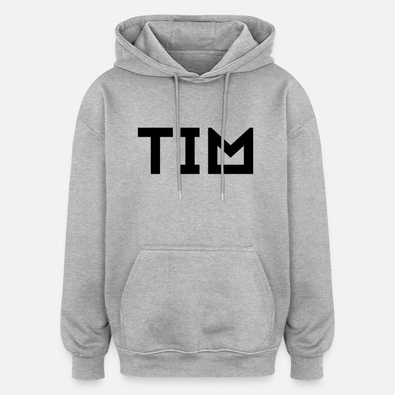 Prénom Tim - Sweat à capuche oversize unisexe - gris chiné