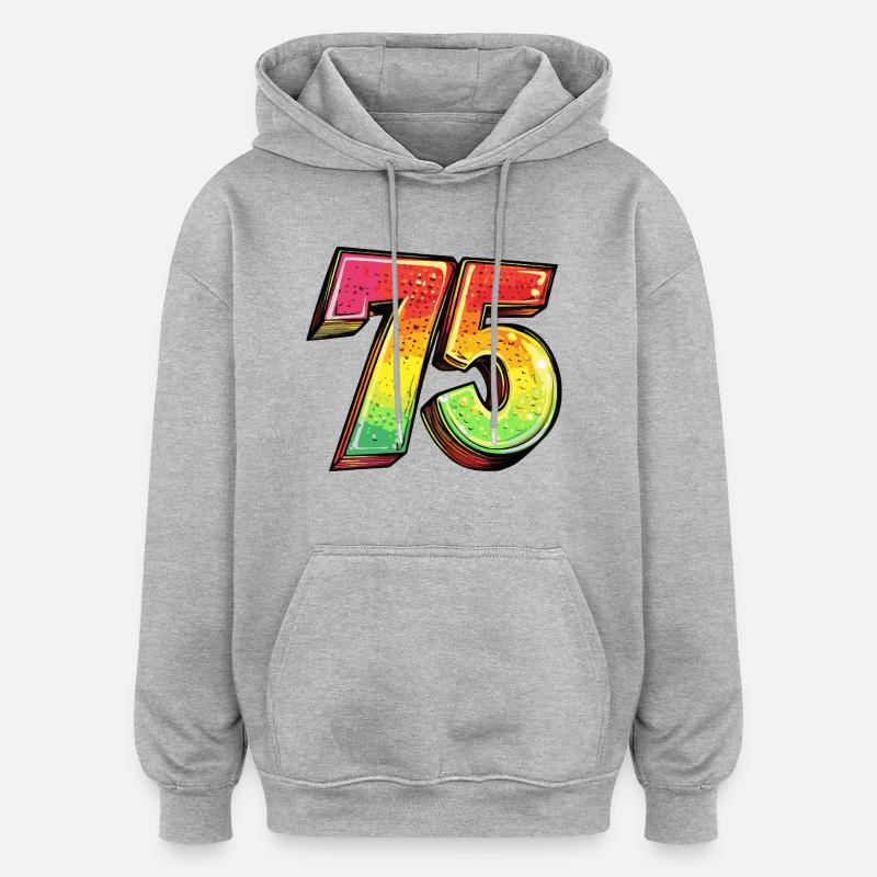 75 Symbole numérique - Sweat à capuche oversize unisexe - gris chiné