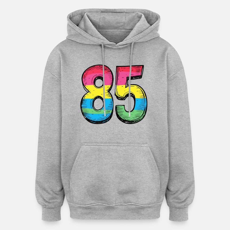 85 Symbole numérique - Sweat à capuche oversize unisexe - gris chiné
