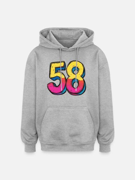 58 Zahl Bunt - Oversized Unisex Hoodie - Grau meliert