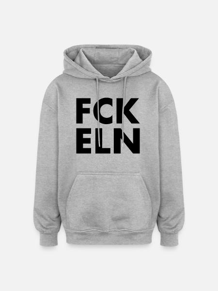 Fck eln - Oversized Unisex Hoodie - Grau meliert