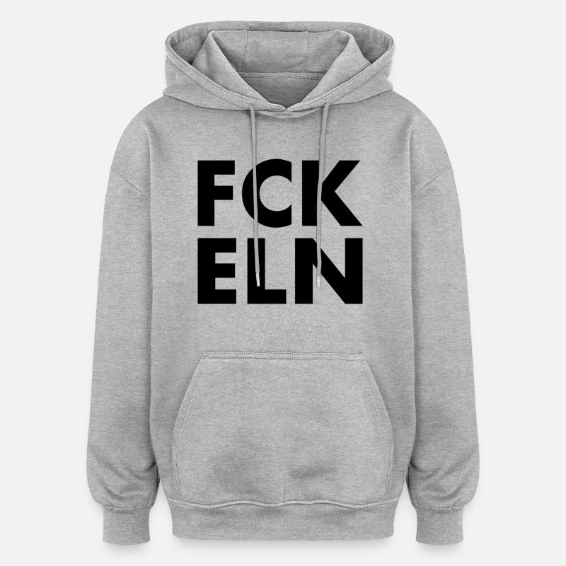 Fck eln - Sweat à capuche oversize unisexe - gris chiné