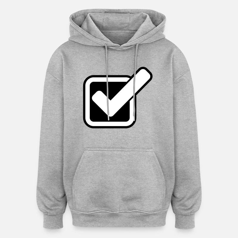 Tick Icône de coche - Sweat à capuche oversize unisexe - gris chiné