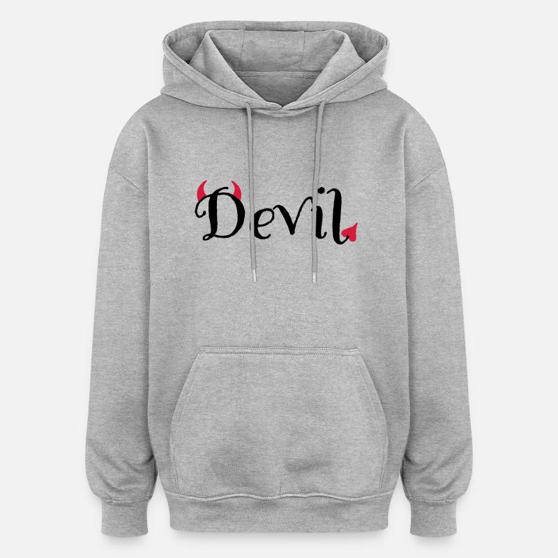 Devil - Oversized Unisex Hoodie - Grau meliert