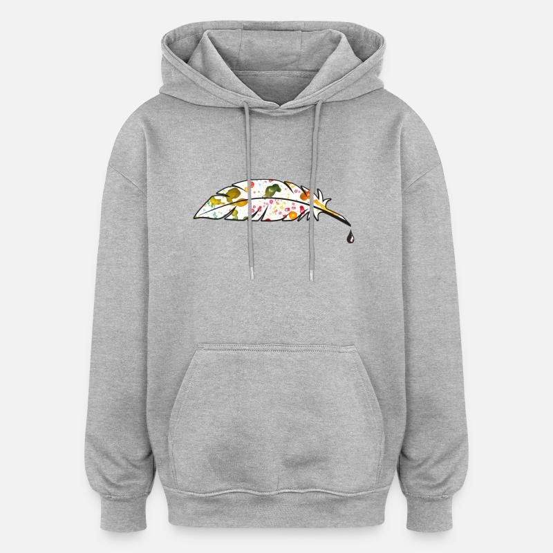 feder - Oversized Unisex Hoodie - Grau meliert
