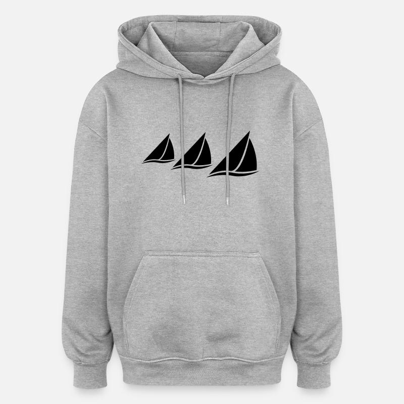 3 Sailing Boats Logo - Sweat à capuche oversize unisexe - gris chiné