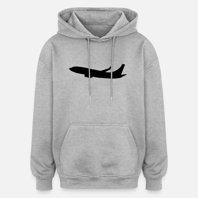flugzeug - Sweat à capuche oversize unisexe - gris chiné