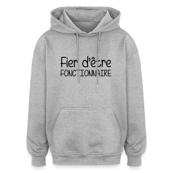 Fier d'être Fonctionnaire - Sweat à capuche oversize unisexe - gris chiné - Devant - Noah (186cm)