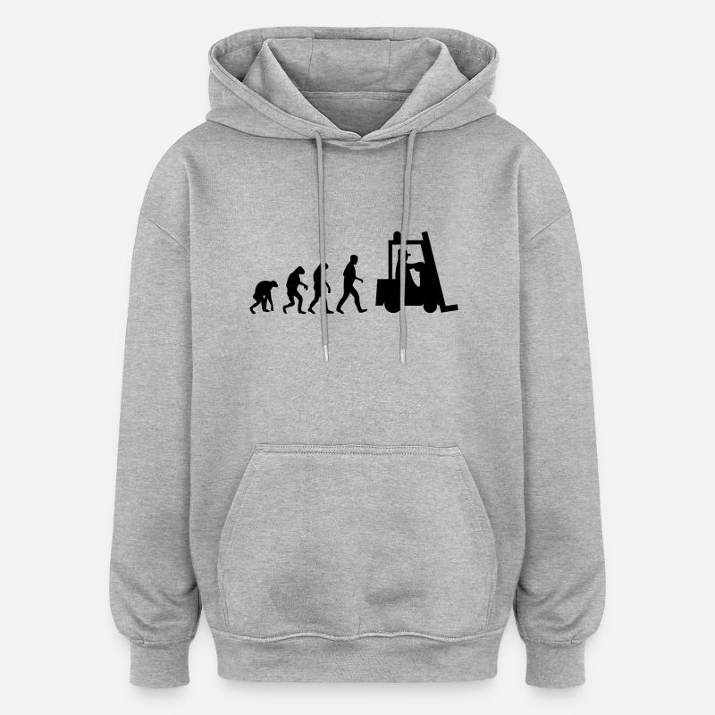 chariot élévateur - Sweat à capuche oversize unisexe - gris chiné